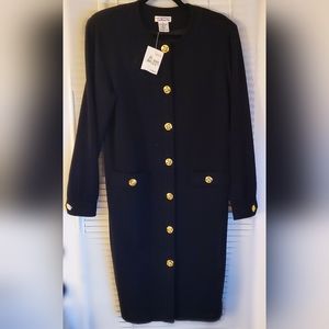 Talbots Merino Wool Long Sweater Coat Black New Tags Front Pockets Fully Lined